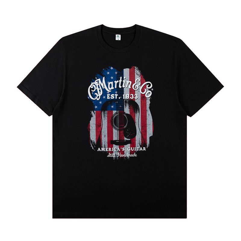 Martin Martin Guitarist Costume Rock Band T-shirt Men's Short Sleeve Instrument Print Cotton T-shirt Summer Clothing Tops Tee