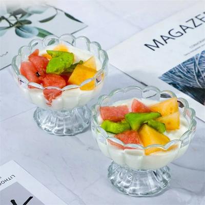 Стеклянная чашка для мороженого и йогурта в форме лепестка, летние десертные чашки для пудинга, закуски, орехи, фруктовый салатник, бокал для вина для домашнего десертного магазина
