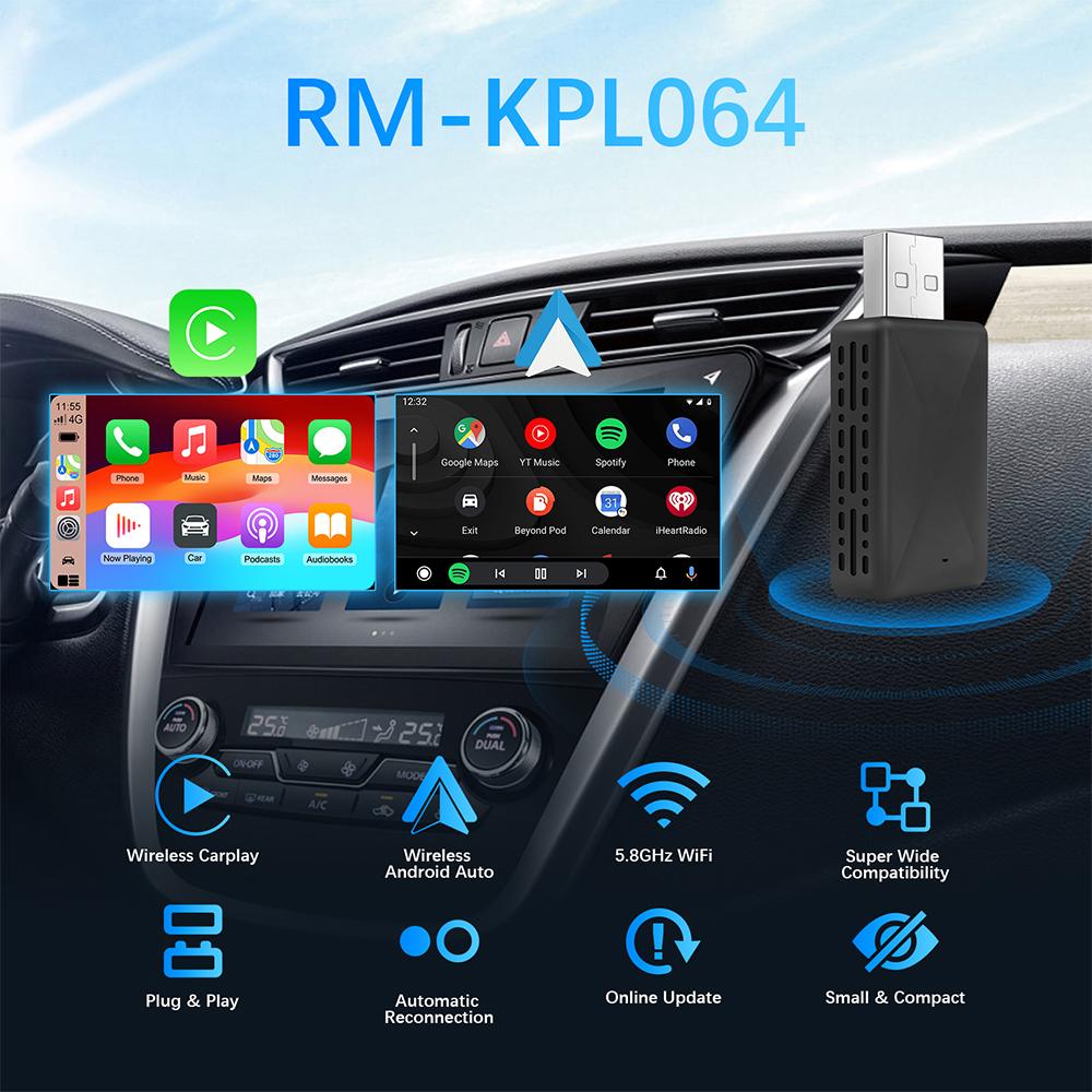 2 в 1 AI Box Mini адаптер проводной для беспроводной Carplay и Android Auto совместимый с 99% автомобилей Plug and Play WiFi Smart Dongle