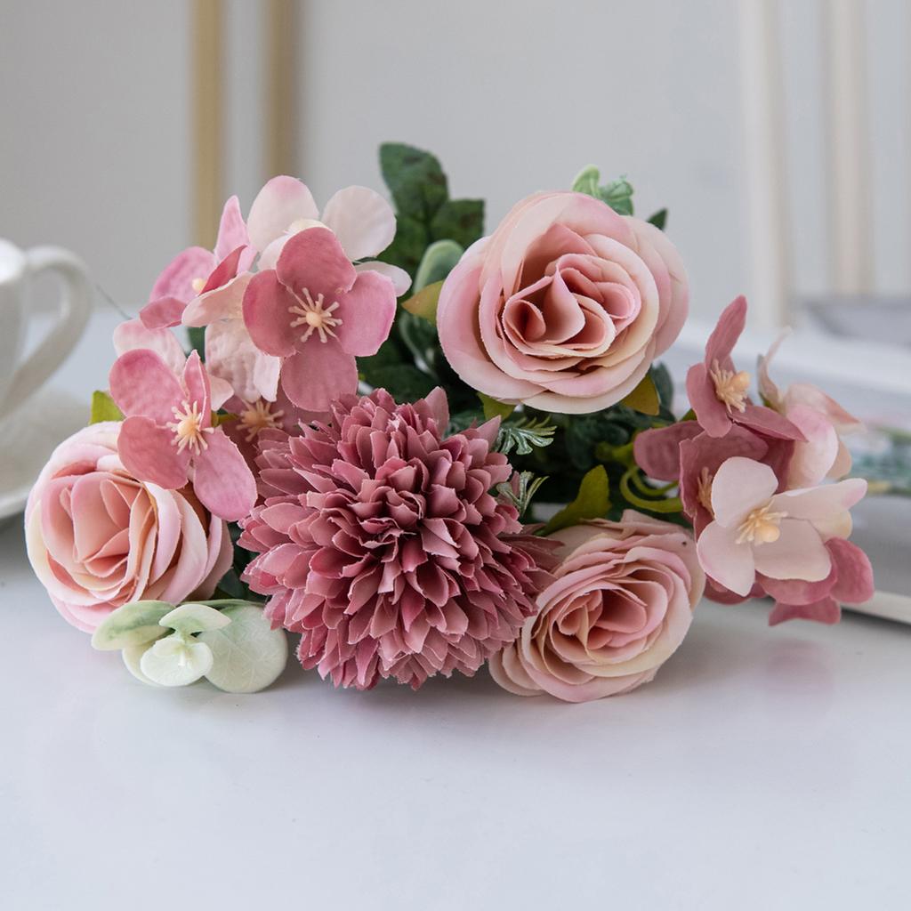 Artificial Plastic Rose Flowers Centerpieces Fake Plants Wedding Room Home Party Gifts Handheld Arrangement Festival Diy table