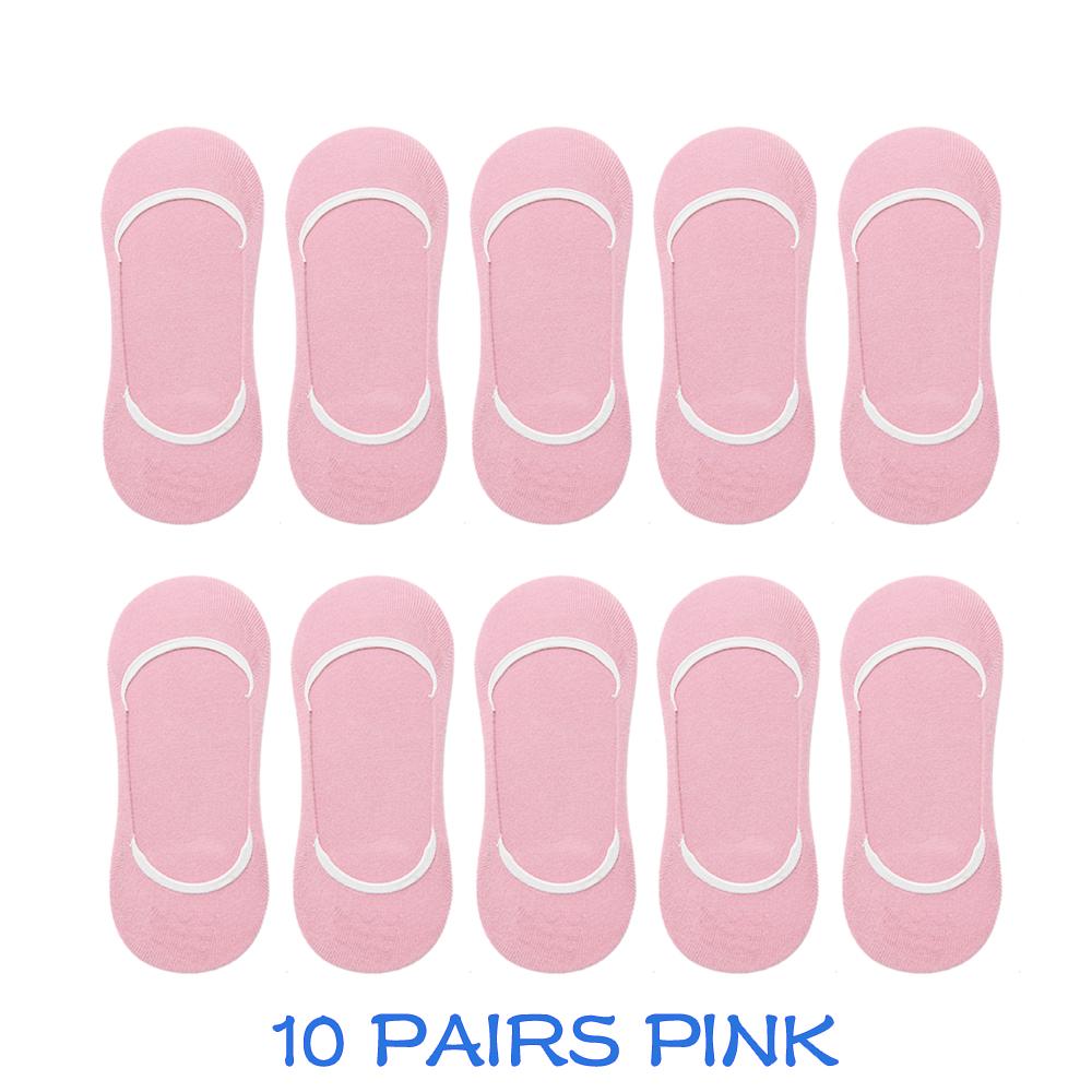 10 Pairs Women Invisible Sock Slippers Short Ankle Socks Set Fashion Ladies Woman Pack Solid Color Cotton Non-slip No Show Socks