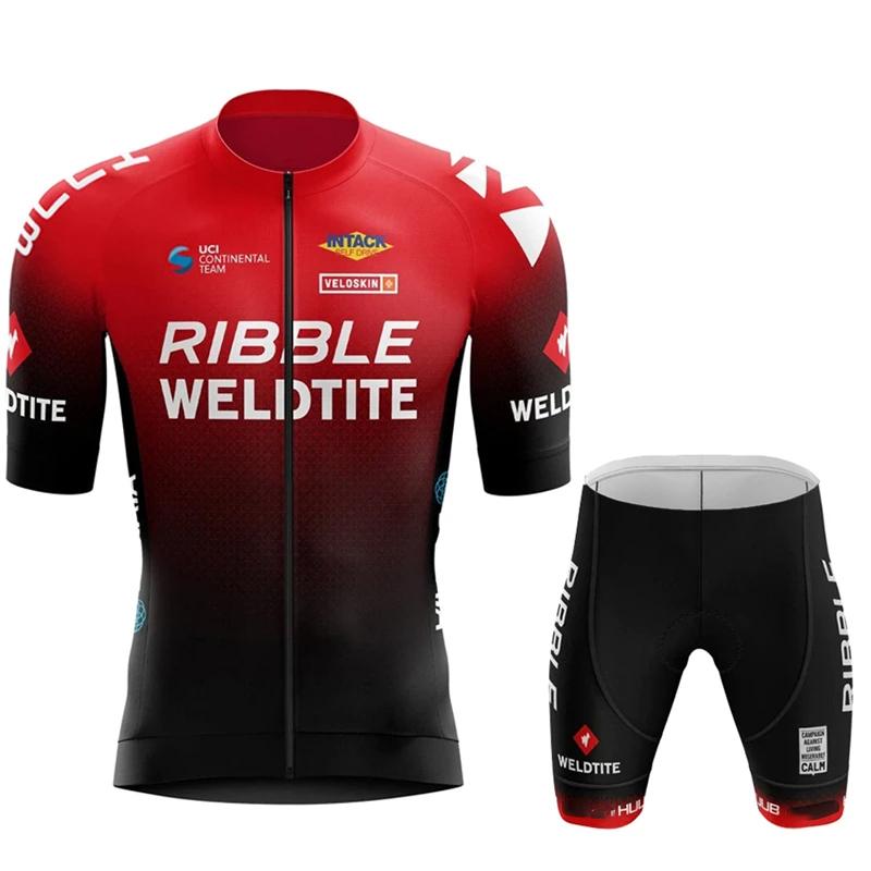 2026 Ribble Weldtite Cycling Jersey Set Short Sleeve Men Anti-UV Bike Summer Cycling Clothing Maillot Ciclismo Hombre Bicycle Suit