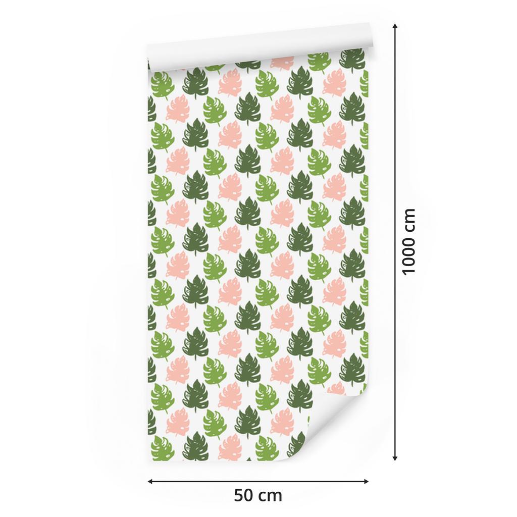 Leaves Wallpaper White and Lime for Living Room and Bedroom 50x1000