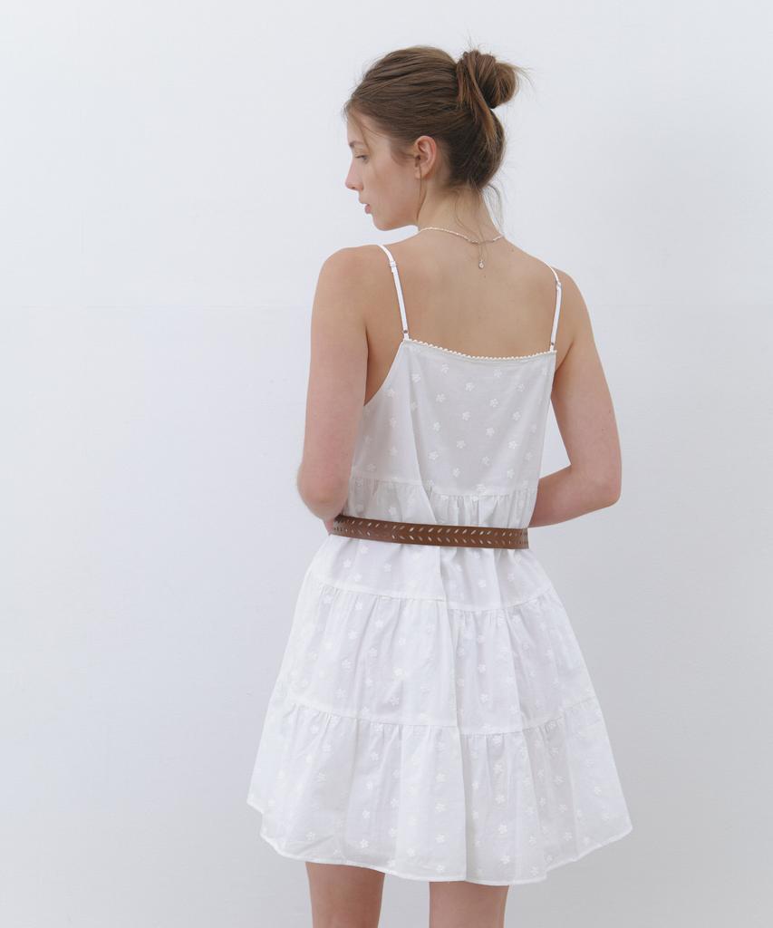 Cluny Cotton Tiered Mini Dress - White