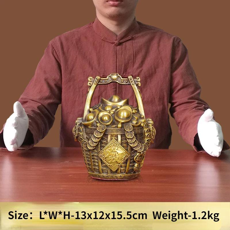 Ведро золотых украшений из латуни для привлечения богатства. Хранилище денег. Банку для гостиной. Вход в домашний декор. Украшения для магазина. Изделия ручной работы.
