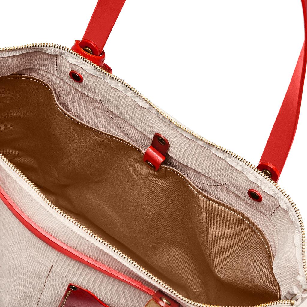 Сумка-шоппер Сделано в Курашики Кодзима плотный холст x тончайшая кожа химедзи Сделано в Японии Красный [Tseha] (воловья кожа)