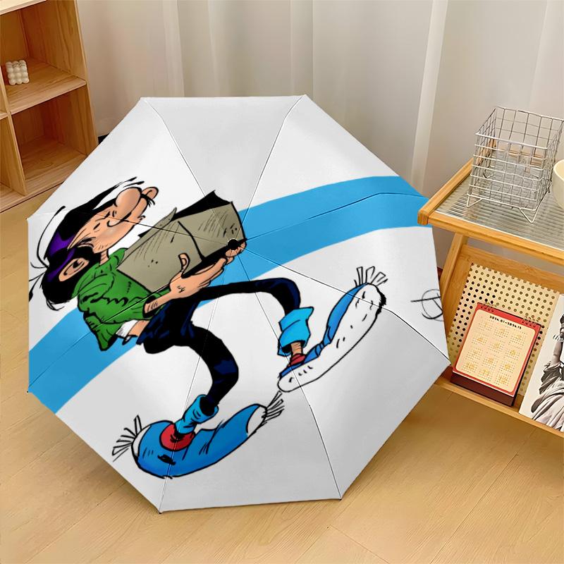 Gaston Lagaffe Windproof Auto 8 Rib Folding Umbrella Portable Outdoor Parasol