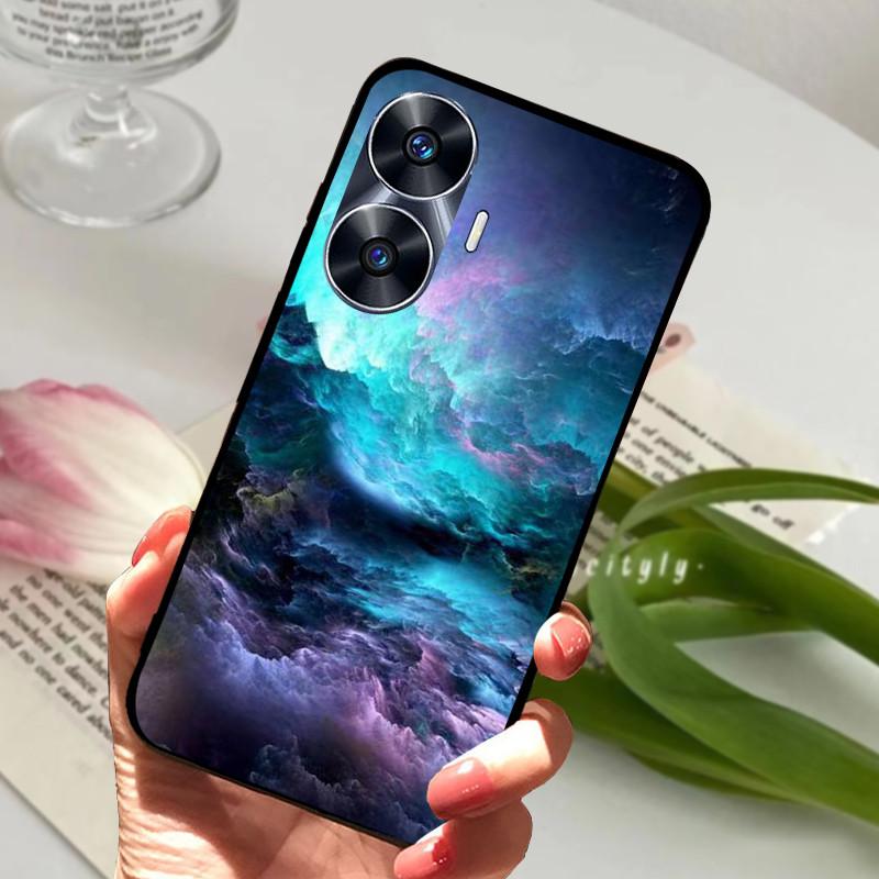 Для Realme C55 Чехол Крутой Черный Мягкий Силикон ТПУ Бампер Защитный Чехол Для Телефона Для OPPO Realme C55 C 55 Чехол Fundas Оболочка Coque