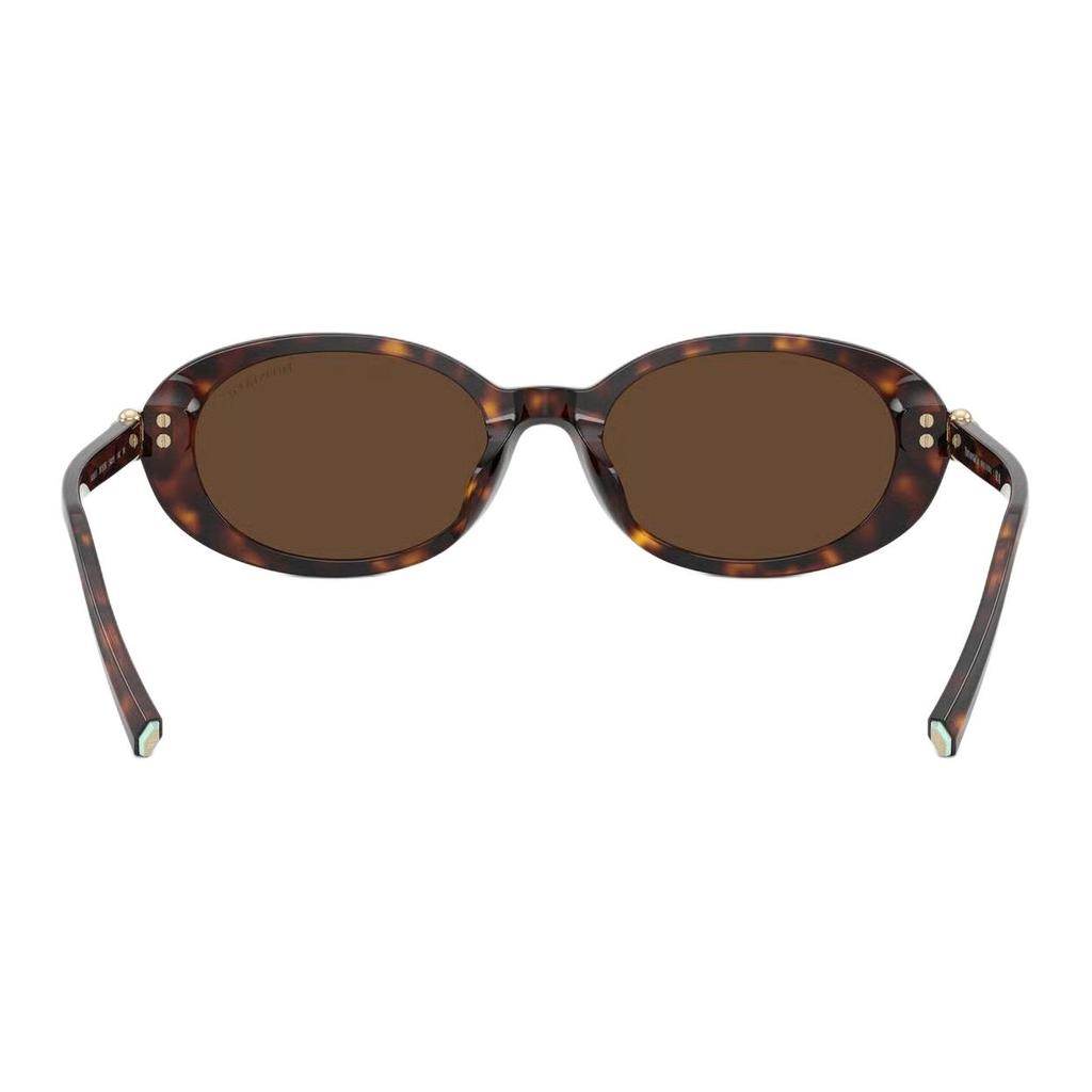 Tiffany & Co. Brand Logo Design Acetate And Metal Oval Sunglasses Unisex sunglasses Tortoiseshell 0TF4242D-80153G
