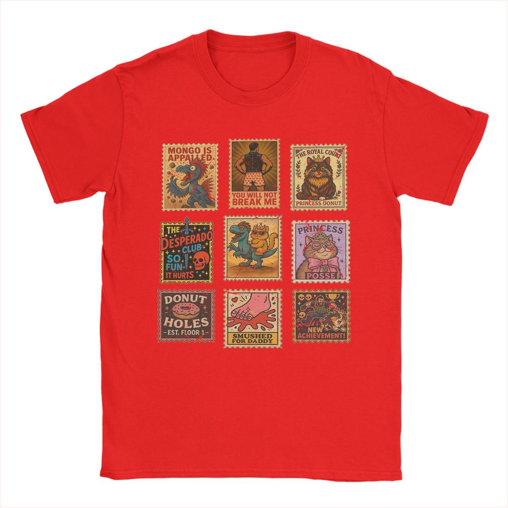 Dungeon Crawler Carl Vintage Stamp T Shirts Men Cotton Funny TShirts Crew Neck  Tees Short Sleeve Clothes Plus Size