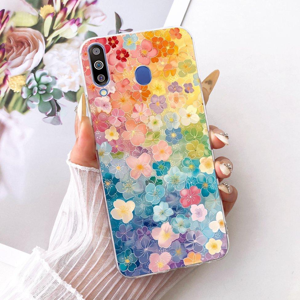 For Samsung A40S Case Transparent Cute Cat Fashion Butterfly Funny Painted Casing For Samsung Galaxy A40S Cover SM-A3050