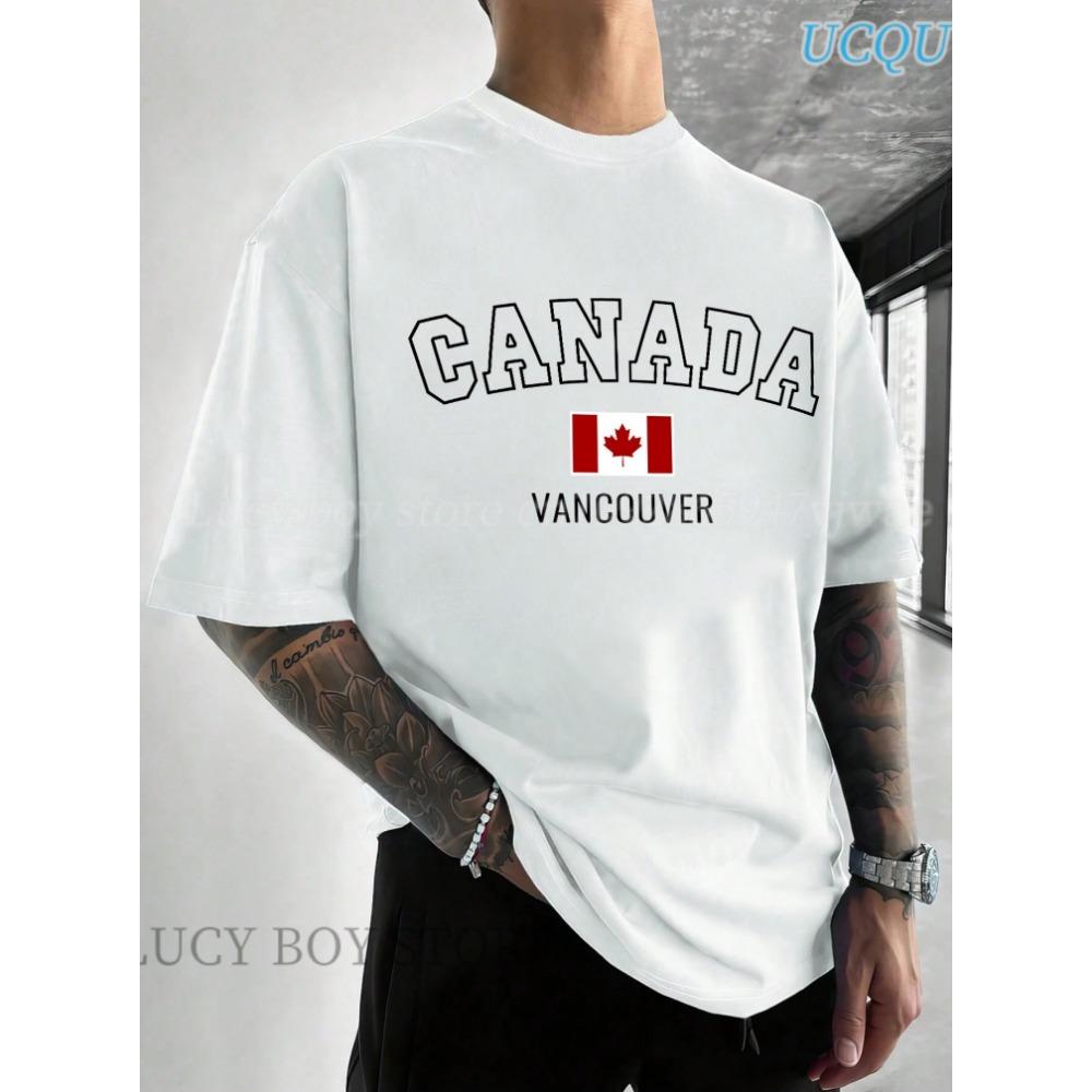 NEW IN Mens CANADA  Flag Printed Short Sleeve T Shirt Man O-Neck Sportwear  Racing Football Tee Vintage Casual Tops Men Clothes
