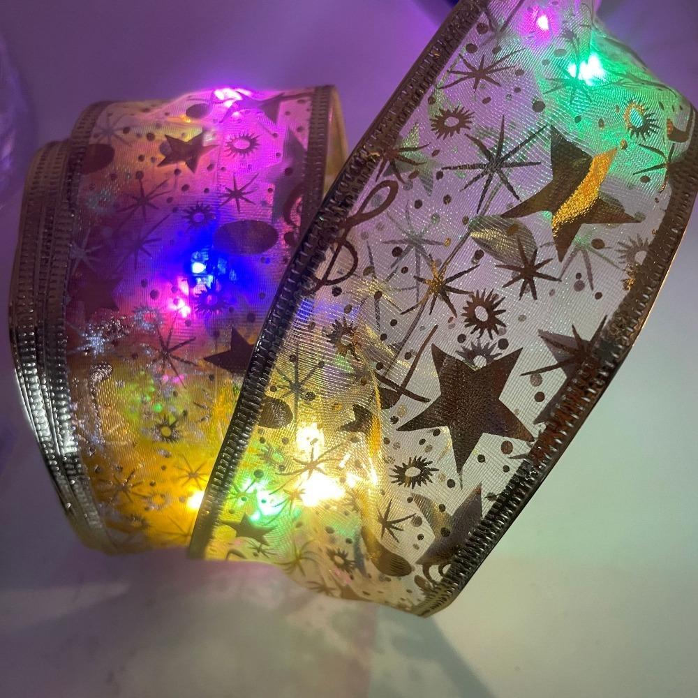 Кружевные банты Рождественская лента Свет Упаковка для подарков Украшение для рождественской елки Светодиодная гирлянда для DIY