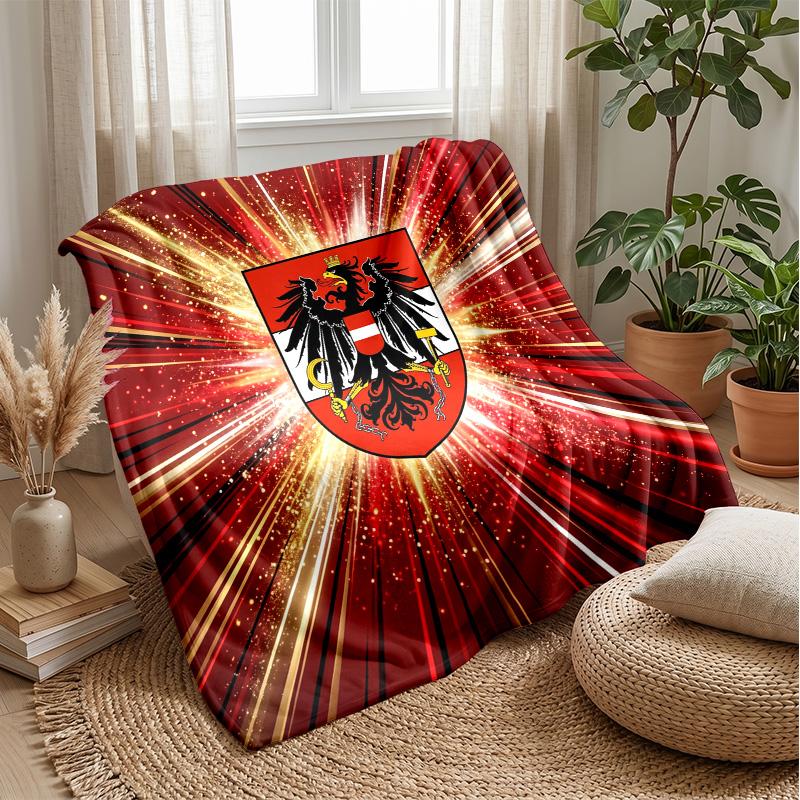 Austria Football Printed Flannel Blanket Skin Friendly Warm Decorative Throw for Indoor Couch Bed Daily Use