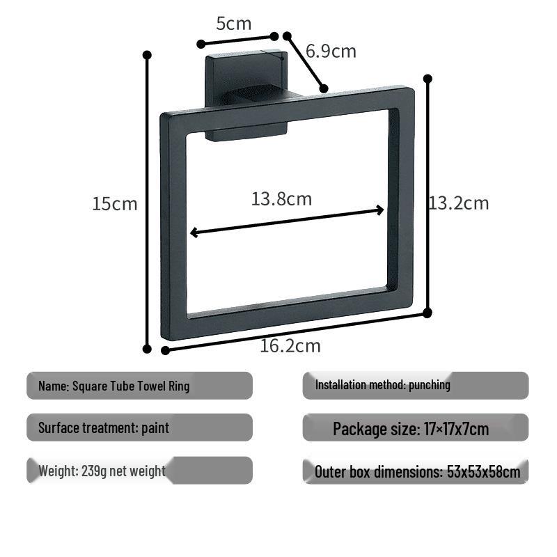 Black Bathroom Hardware Set: Towel Bar, Toilet Paper Holder, Towel Ring, Coat Hook, Storage Rack