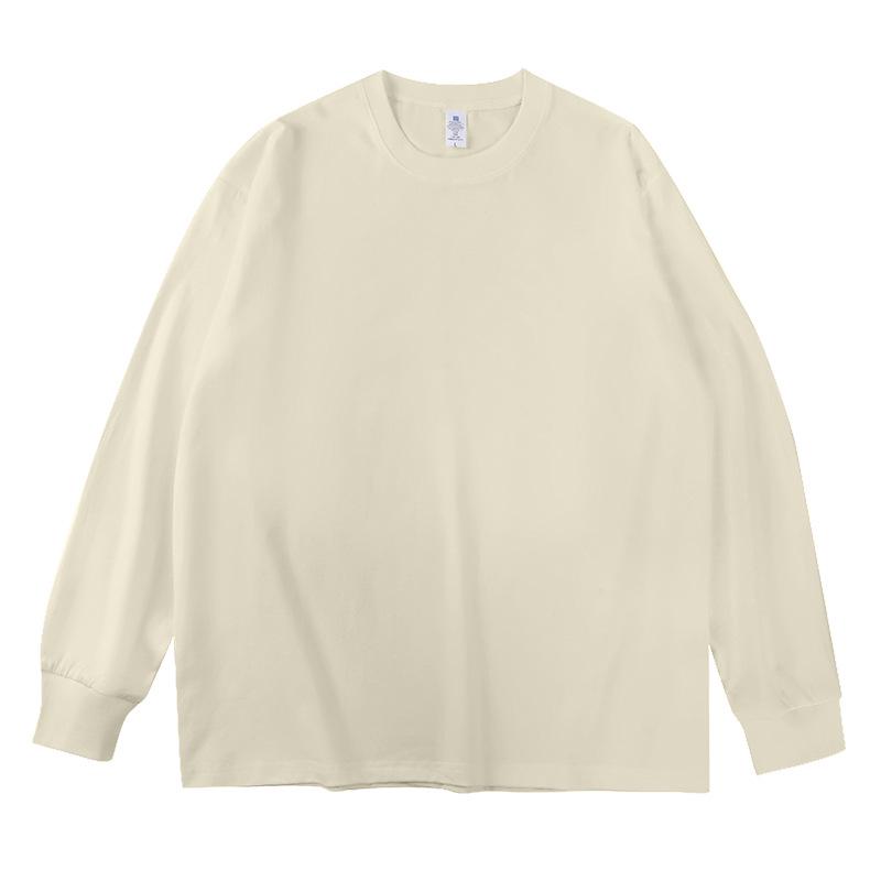 Унисекс Футболка с длинным рукавом в рубчик из чистого хлопка | Повседневный свободный базовый слой