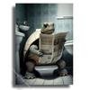 Funny Bathroom Humor Poster Animal Sitting On The Toilet Reading A Newspape Artwork Painting Room Office Cafe Home Wall Decors