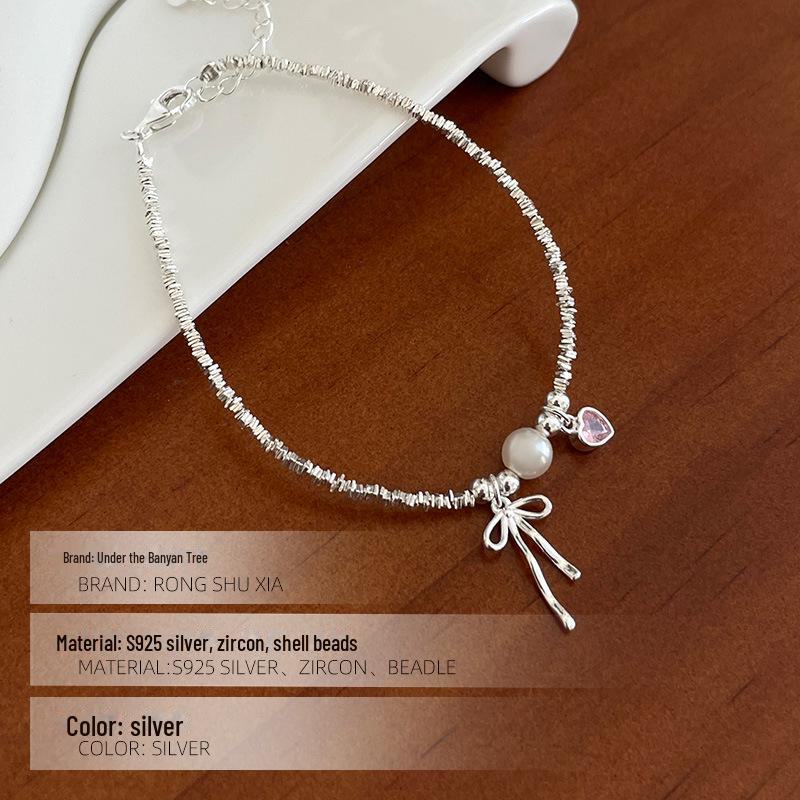 Браслет Banyan Tree S925 Silver Heart Bow Pearl - Милый тренд в корейском стиле