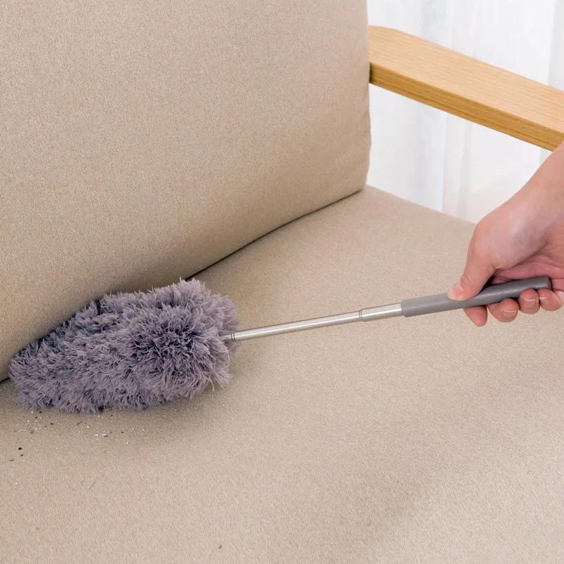 1 Pc Retractable Duster Stainless Steel Long Handle Dusting Brush Car Household Cleaning Tools Microfiber Dust Chicken Feather