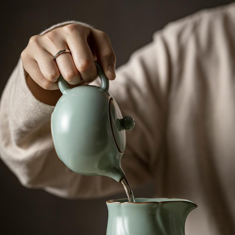 Ручной керамический чайник с кракелюрной глазурью, набор для чая кунг-фу