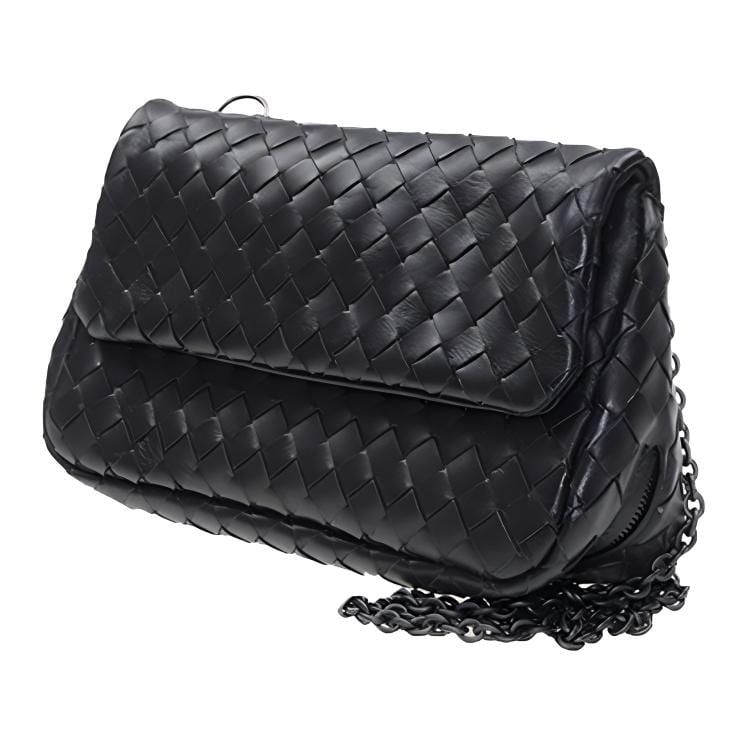 Bottega Veneta Woven Sheepskin Messenger Bag, Crossbody Bag, Shoulder Bag Women's Black 310774-V0016-8175