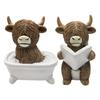 Durability Resin Toilet Seat Cow Statue Bathroom Ornamentation Sculpture With Smooth Surfaces Easy To Clean for Counter Top