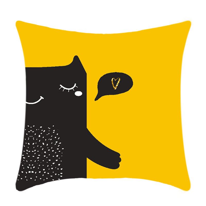 New Yellow Geometric Pillowcase Nordic Living Room Sofa Solid Color Plush Pillow Cover