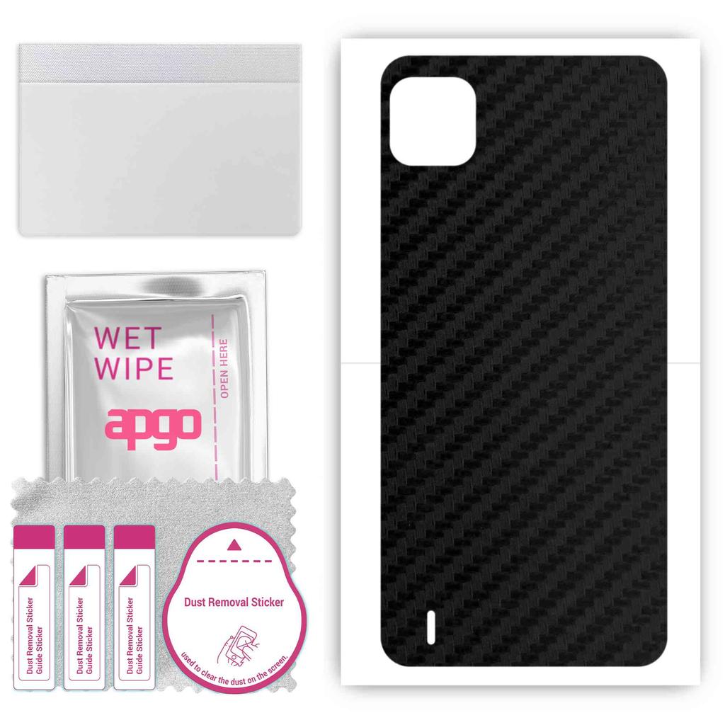 apgo Protective Skin Sticker for the Back Compatible with Wiko Y62, Wrap Film, Foil, Vinyl - Pattern Carbon Black