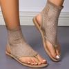 Summer New Casual Fashion Breathable Mesh Gold Women's Sandals Comfortable Open Toe Fashion Flat Shoes NO:X026