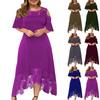 2024 Plus Size Women Sexy Ruffle Strapless Splicing Lace Splicing Short Sleeve Dresses