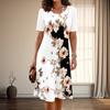 Women's Fashion Graceful Flower Print Summer Spring Short Sleeve O-Neck Casual Dresses