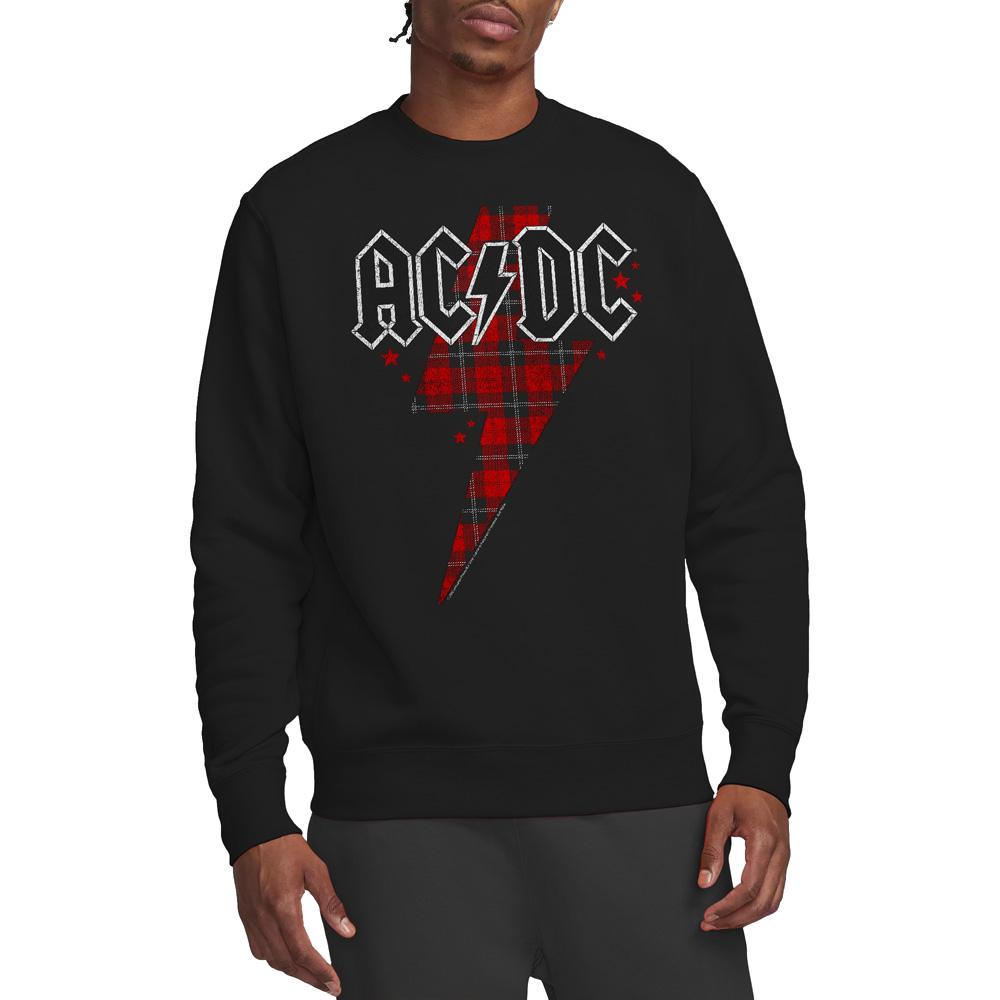 AC/DC Unisex Adult Plaid Bolt Sweatshirt