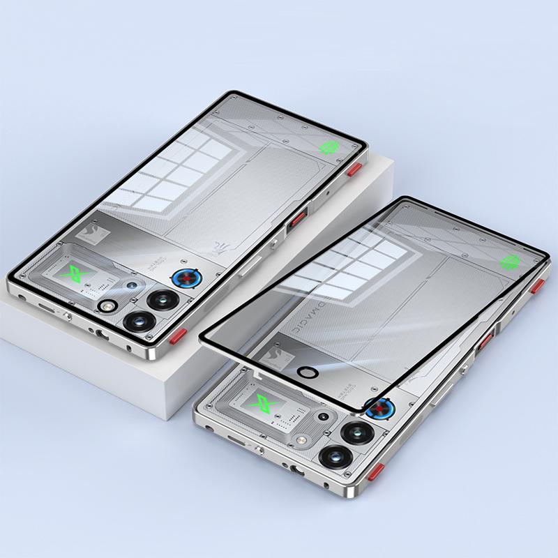 Чехол для ZTE nubia Red Magic 10 Pro 5G Металлическая рамка Стеклянная задняя крышка телефона с игровой плечевой кнопкой