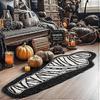 Halloween Bedroom Decor Black White Bathroom Rug Horror Decorations Non-Slip Coffin Bath Mats, Gothic Home Deco Funny Mummy Carpet 18x47 inch