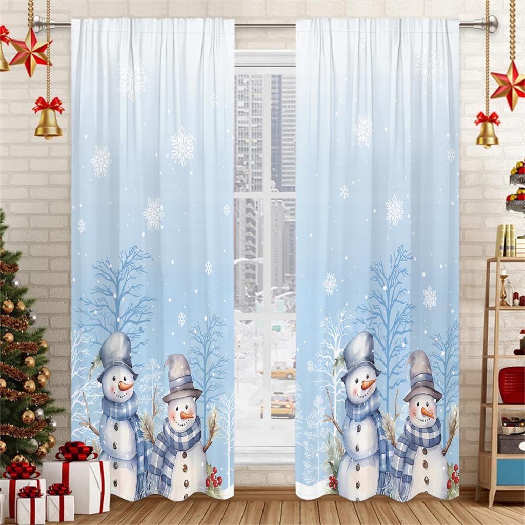 Рождественские шторы Красные панели для спальни 3D Венок Санты Праздничный декор 2 панели Рождественские праздничные оконные шторы