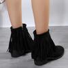 2024 Модные универсальные женские ботинки с кисточками, однотонные, с короткой боковой молнией, зимние женские ботинки Zapatos De Mujer