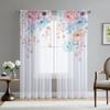 Прозрачная вуаль с акварельным цветочным принтом, занавеска для гостиной, столовой, спальни, кухонное окно, прозрачная шифоновая тюль-занавеска