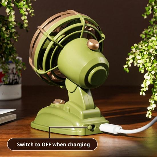 Портативный настольный вентилятор Yousheng с 2 скоростями, регулируемым углом наклона, малошумным компактным дизайном, перезаряжаемым охлаждающим вентилятором
