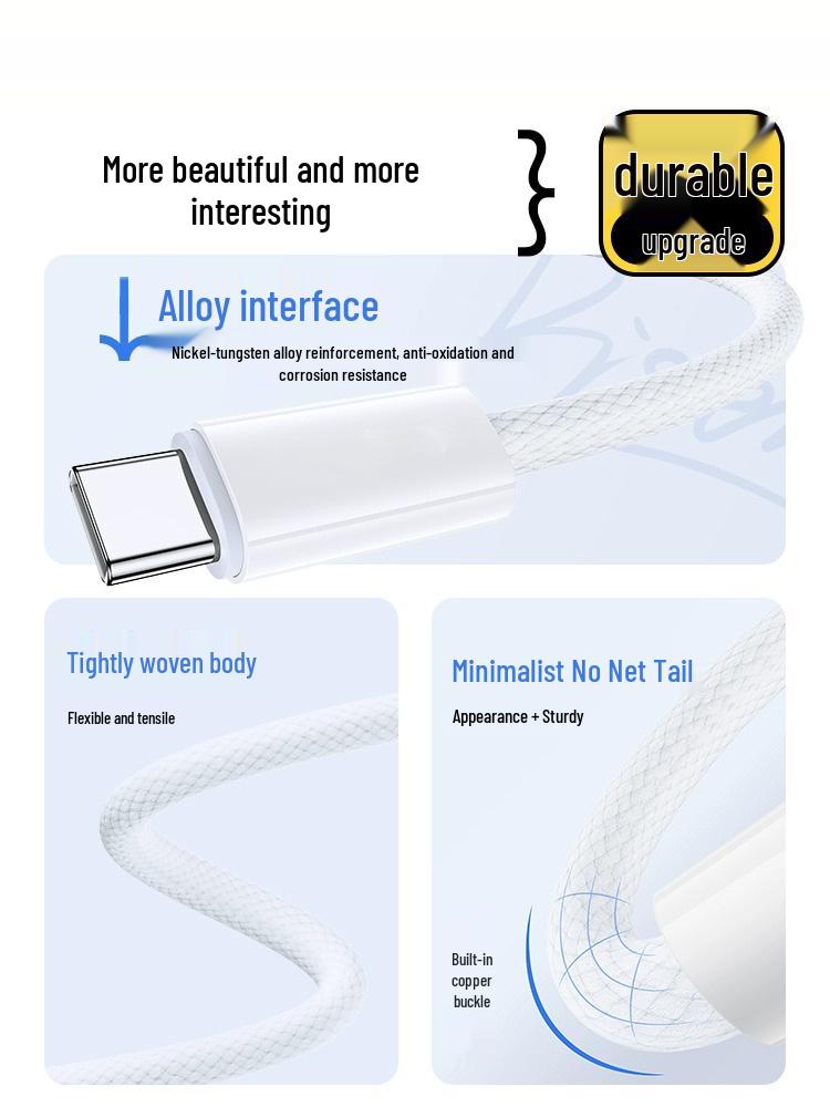 Thunderbolt 4 Braided C-to-C Charging Cable: Original PD Fast Charge