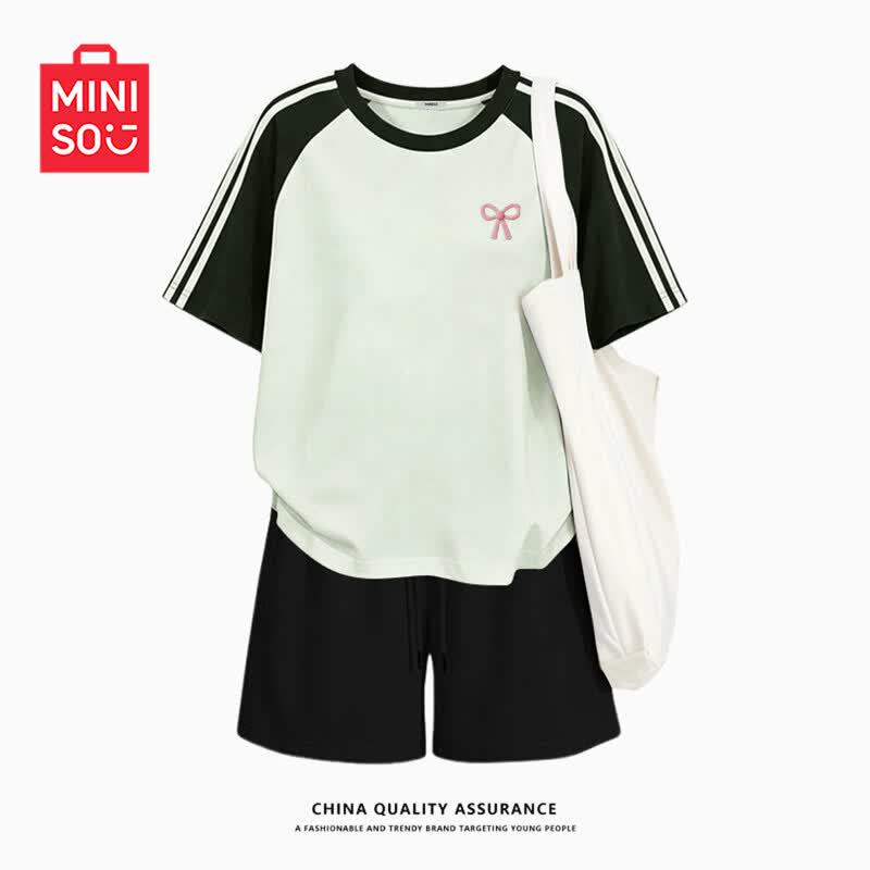 MINISO Женский спортивный костюм с коротким рукавом и шортами
