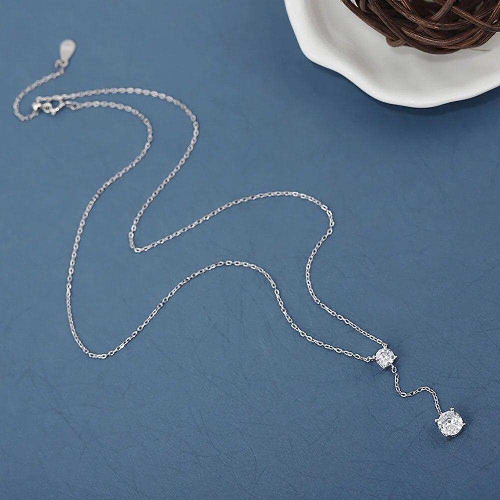 D цвет 3cttw 2 камня полный муассанит ожерелье для женщин стерлингового серебра S925 цепочка на шею ювелирные изделия