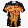 3D Printed Food Pizza T-shirt Men's Casual Summer Short Sleeved T-shirt Street Round Neck Versatile Top