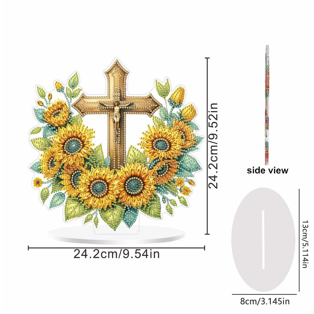2D Flat Animal Flowers DIY Acrylic Table Top Diamond Painting Ornament Kits Special Shaped for Adults Home Office Table Decor