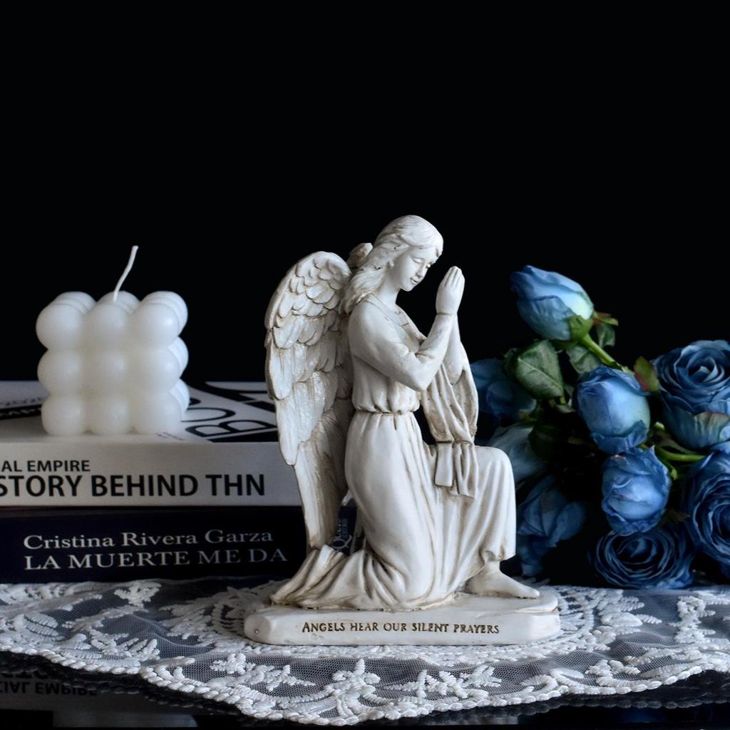 Антикварная состаренная фигурка ангела из смолы для декора дома или офиса