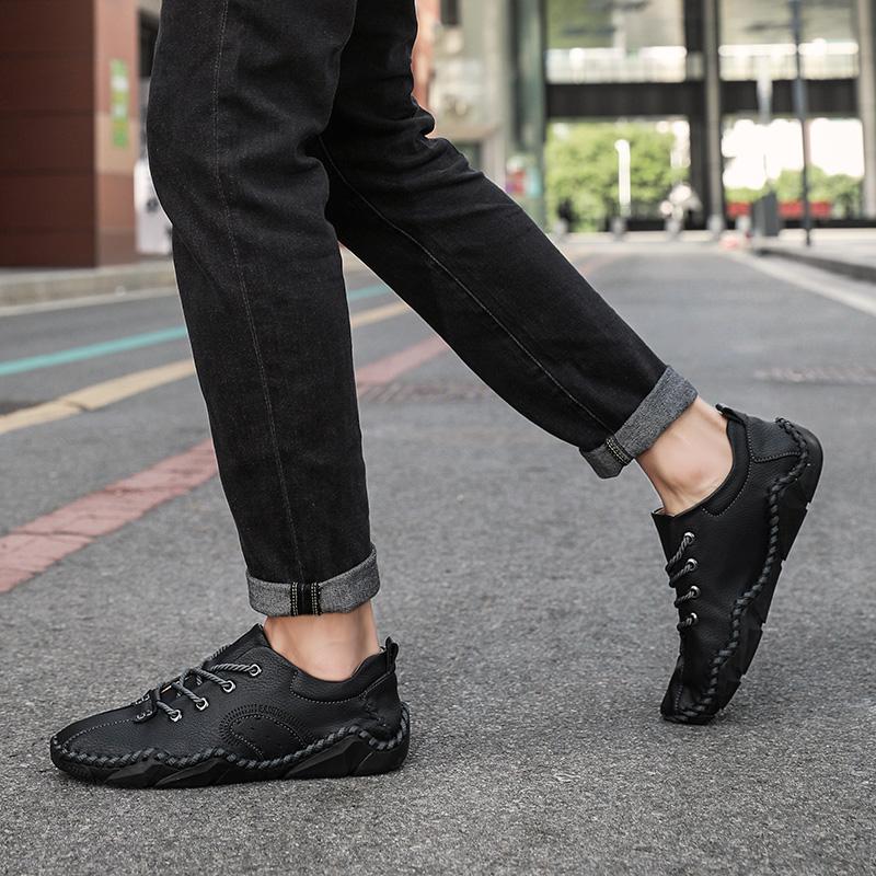 Мужская обувь для отдыха в стиле ретро, кожаные туфли большого размера из пеньковой веревки, мужская кожаная обувь ручной работы на шнуровке с резиновой подошвой для вождения автомобиля