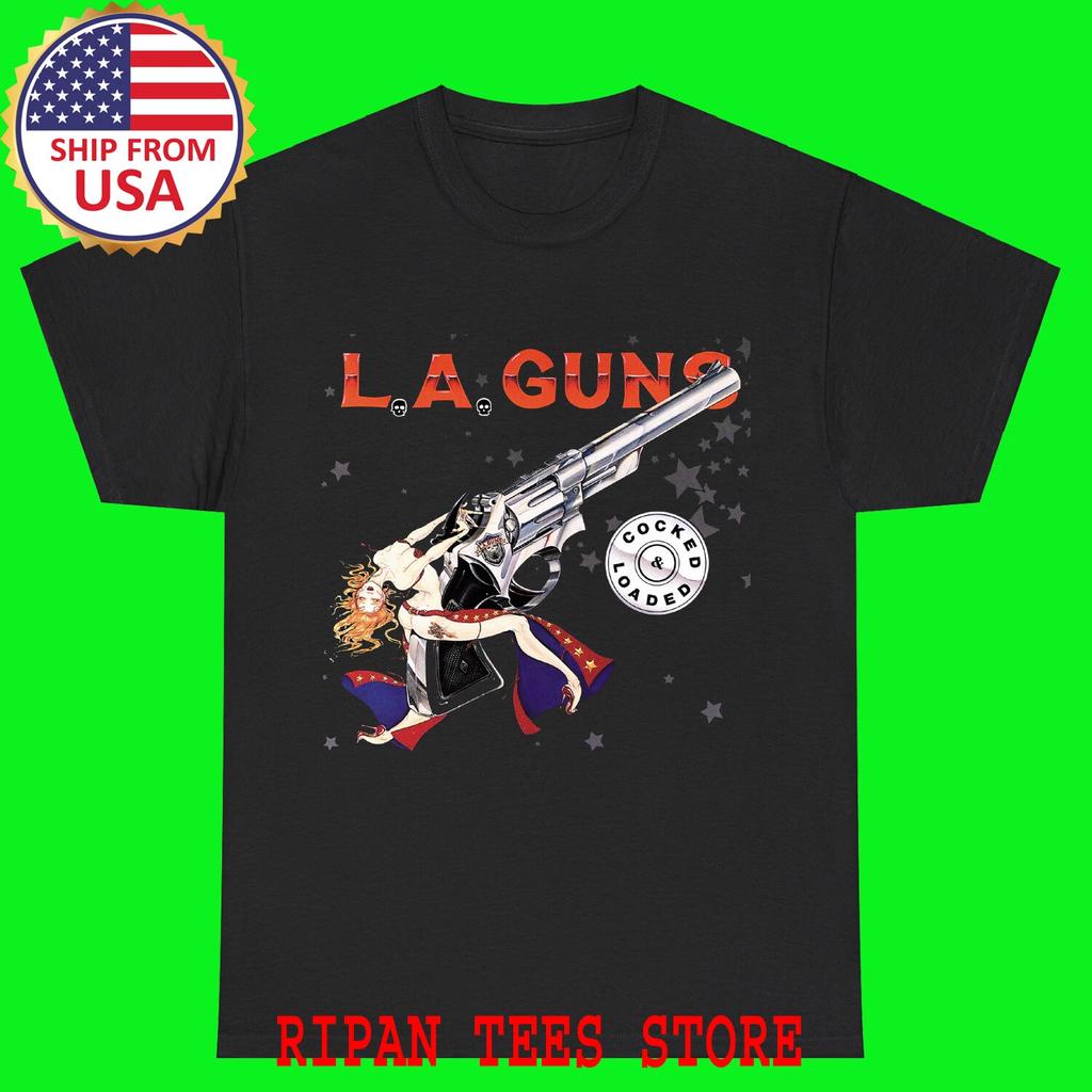 L.A. GUNS Cocked n Loaded Black T-Shirt Tee Top Unisex