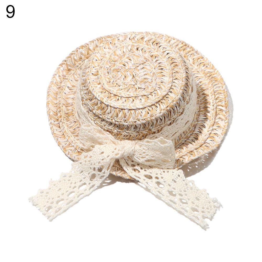 Миниатюрный кружевной бант, мини-кукольная шляпа, аксессуары, украшение для кукольного дома, соломенная шляпа, плетеные вручную шляпы