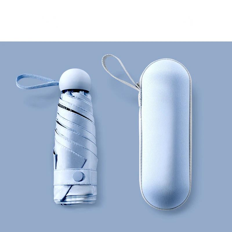 Новый капсульный зонт с пятью отделениями для очков, ультралегкий мини-карманный черный резиновый козырек, компактный и солнечный УФ-зонт