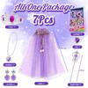 Kids Princess Role Play Set With Cape Wand Crown Ring - Dress Up Costume Accessories Girls Ages 4-6