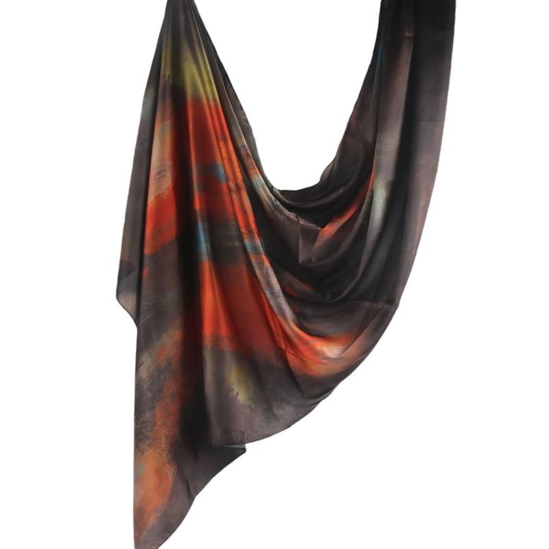 Silk Printed Scarf Wrap Shawl Ethnic Style Marble Lightweight Versatile Accessory Women